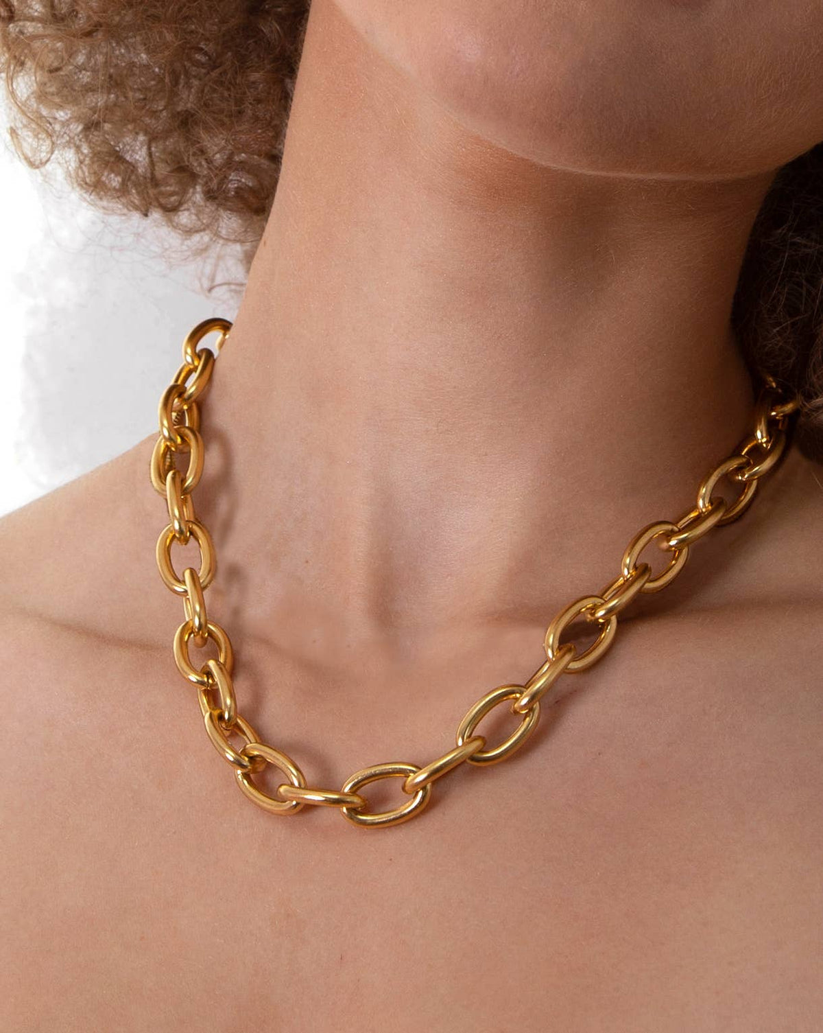 Gold Chain Necklace Statement Gold Curb Chain