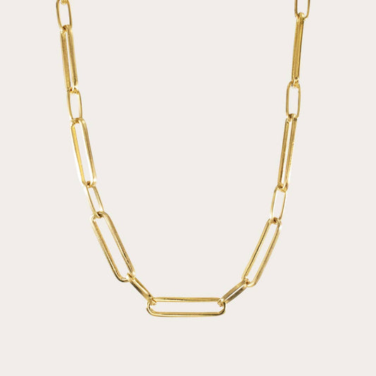 Minimal Curb Paperclip Chain Gold Necklace