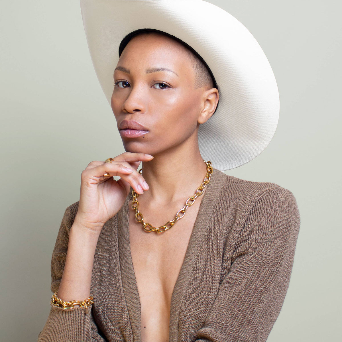 Gold Chain Necklace Statement Gold Curb Chain