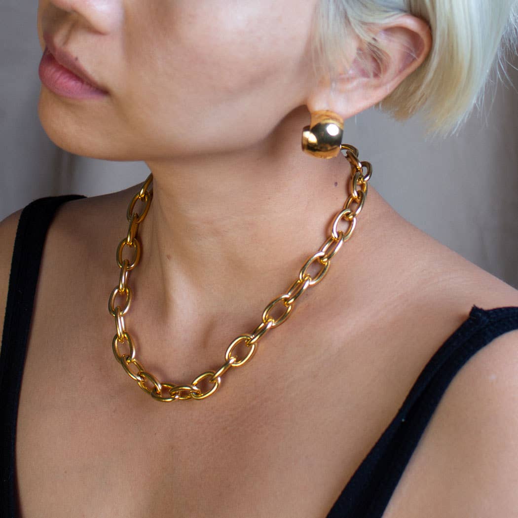 Gold Chain Necklace Statement Gold Curb Chain