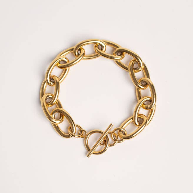 Gold Curb Round Chain Bracelet Link
