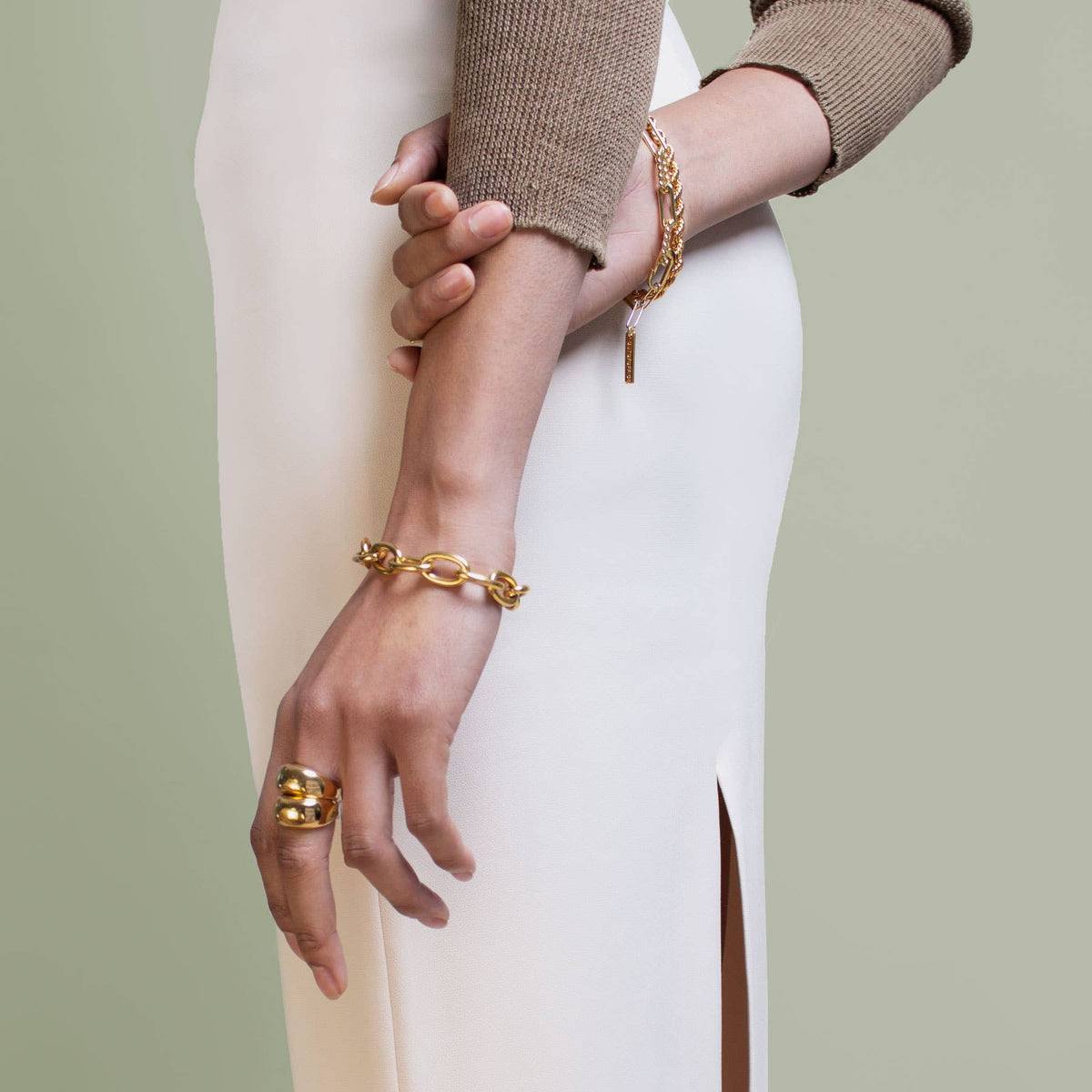 Gold Curb Round Chain Bracelet Link
