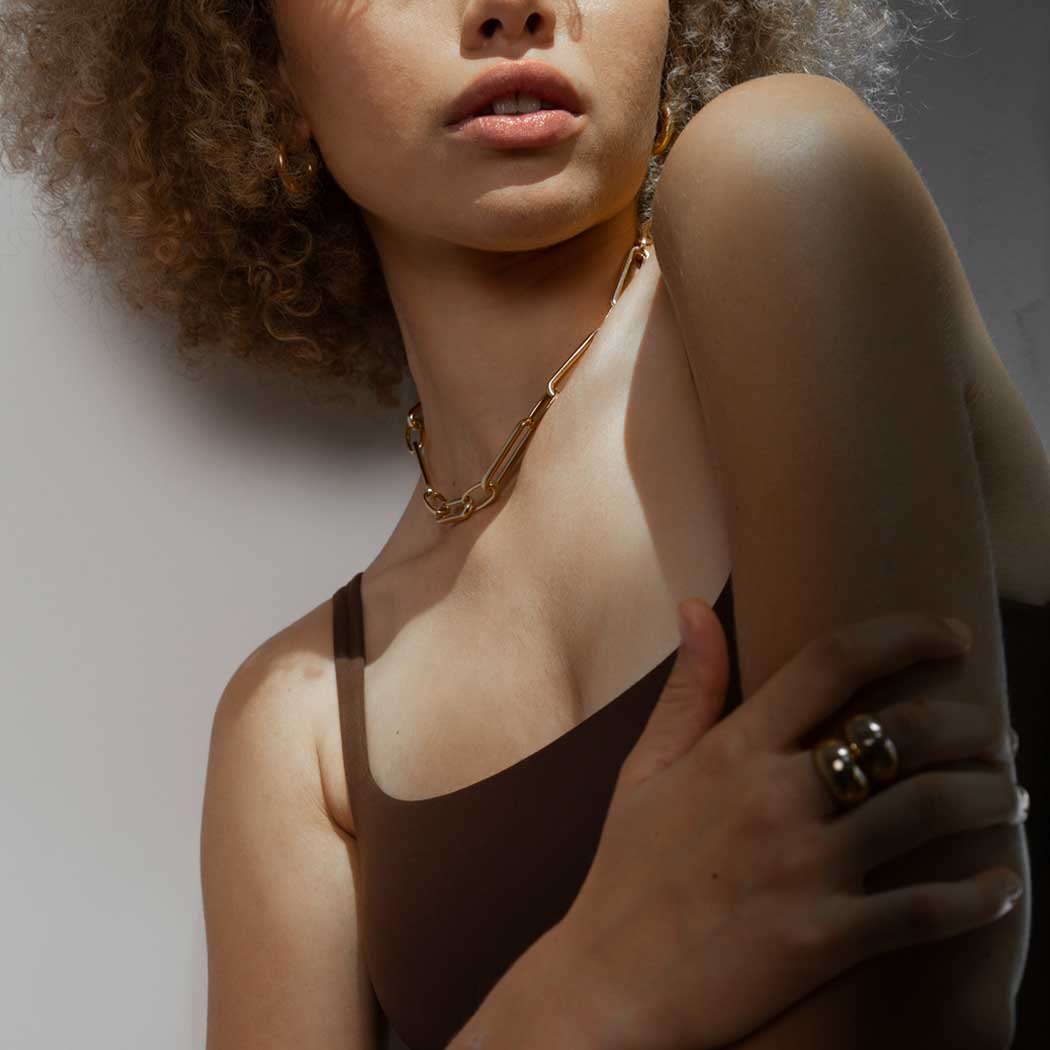 Minimal Curb Paperclip Chain Gold Necklace