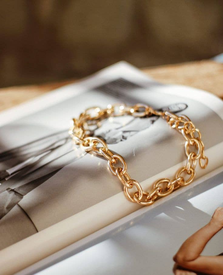Gold Curb Round Chain Bracelet Link