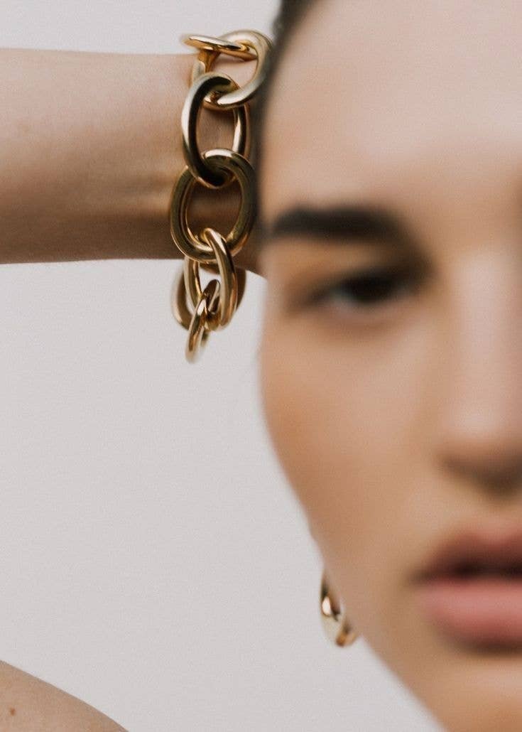Gold Curb Round Chain Bracelet Link
