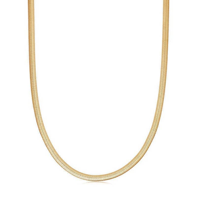 Herringbone Necklace Chain 18k Gold Plated