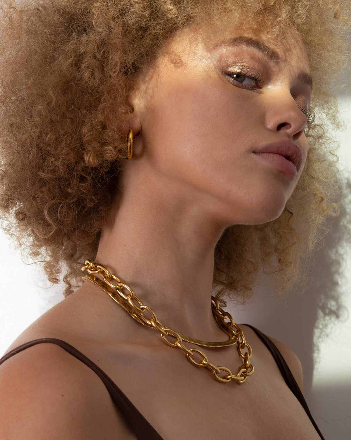 Gold Chain Necklace Statement Gold Curb Chain
